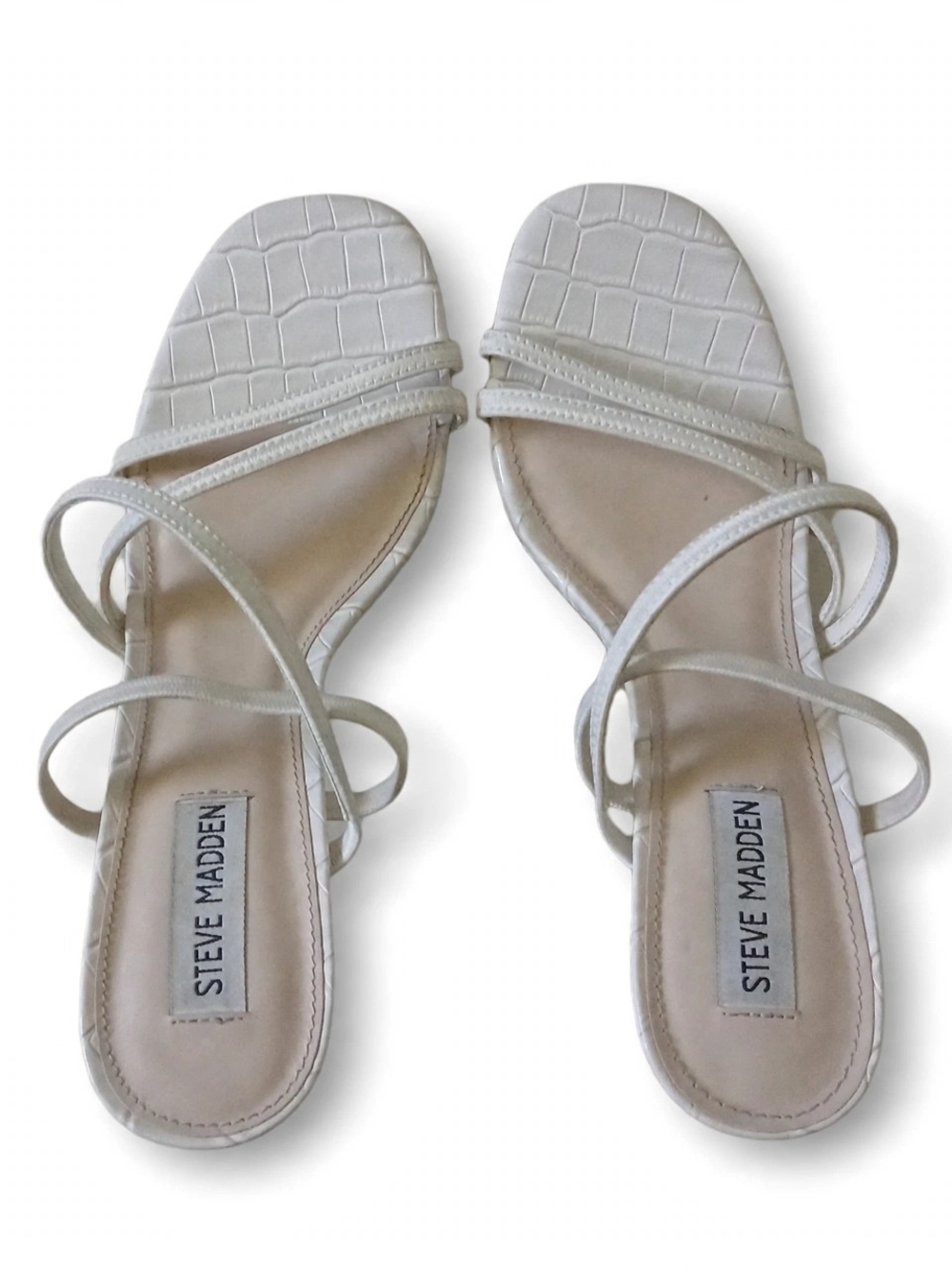 Steve Madden White Strappy Square-Toe Sandals